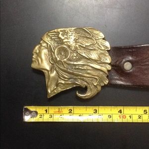 Vintage brass Indian head belt buckle